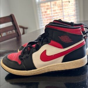 Nike Air Jordan 1 Low Bred Kids Sneakers - Black, Red, and White